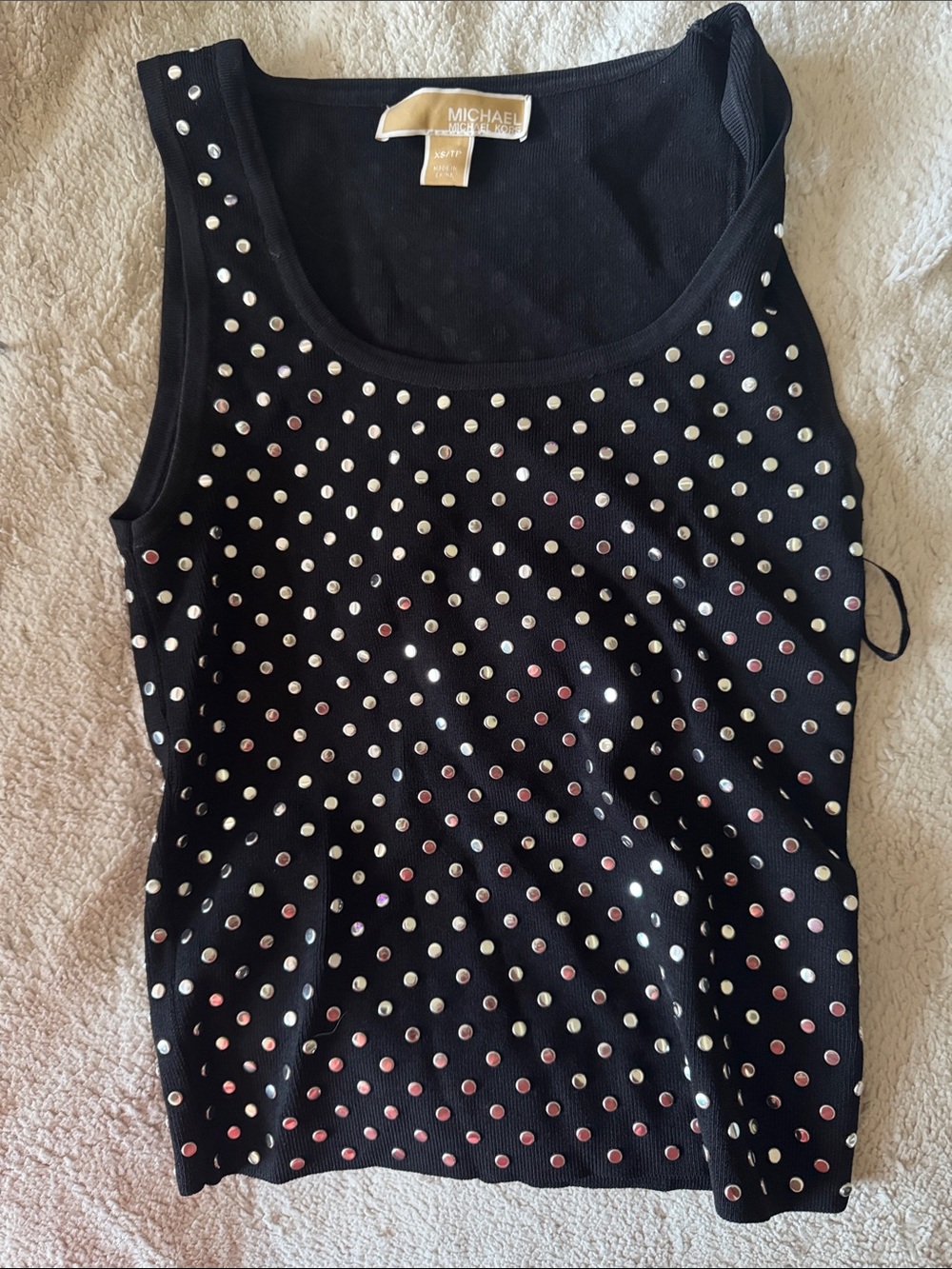 Michael Kors Black Tank Top with Silver and Pink Studs